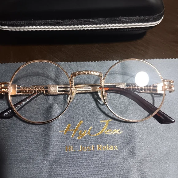 Gold Round Glasses with Case - Picture 2 of 7